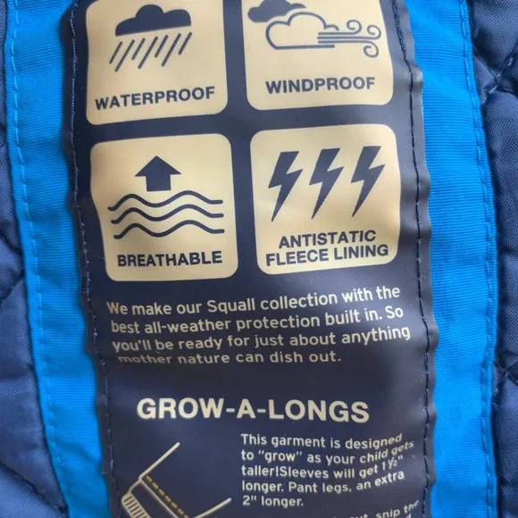Lands' End Blue & Gray Boys Squall Collection Insulated Waterproof Winter Jacket